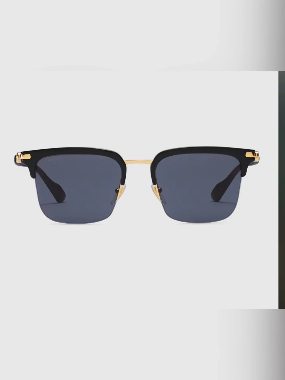 Gucci Men’s Square Sunglasses in Black and Gold-Tone